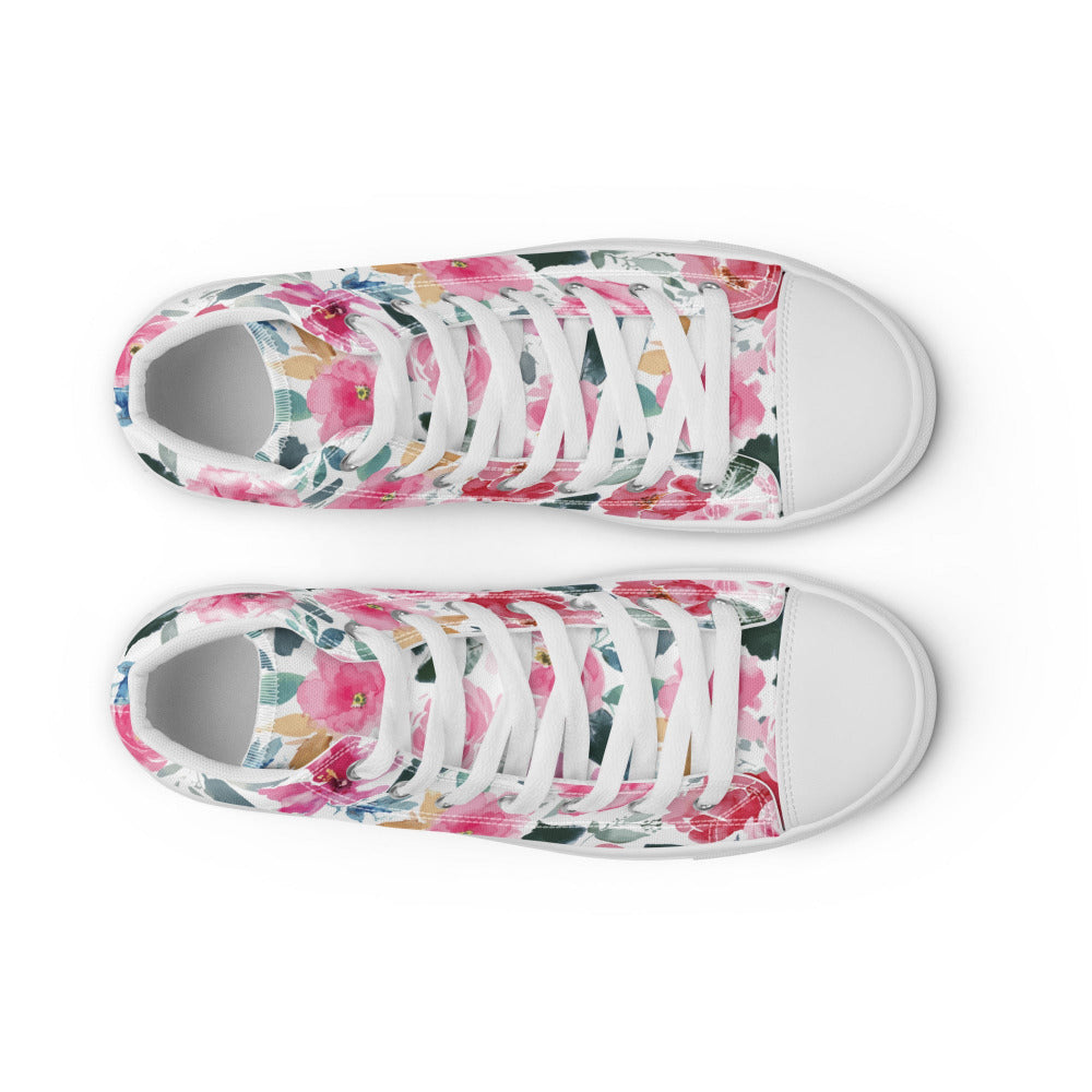 Pink Flower Power Women’s High Top Sneakers - https://ascensionemporium.net